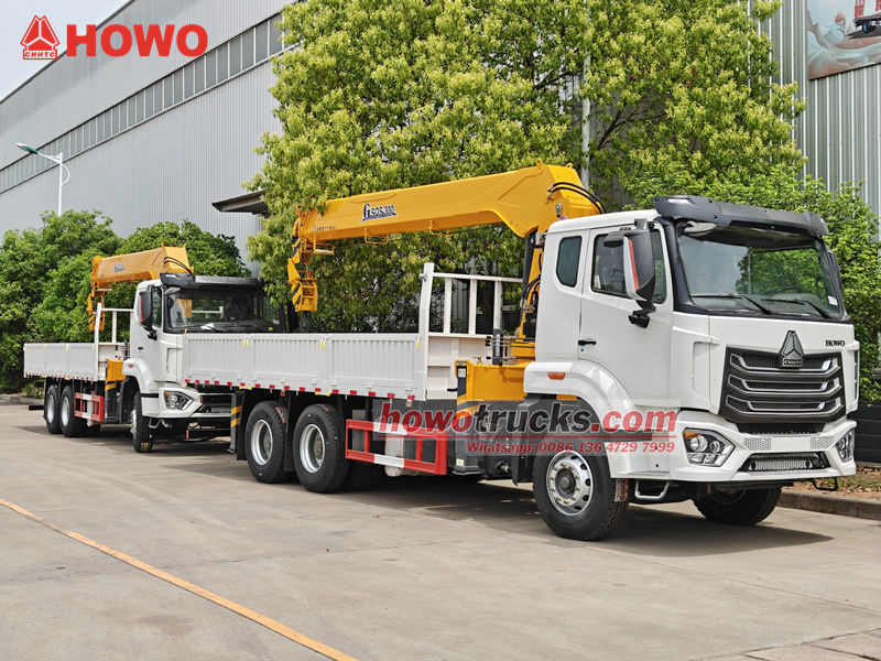 Xe tải dịch vụ HOWO trang bị cần cẩu 20 tấn.
