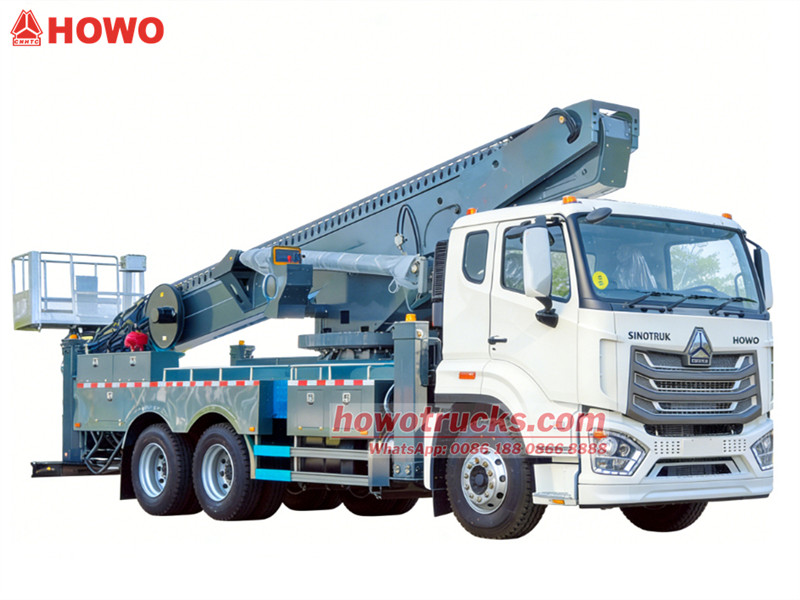 Xe nâng người Howo NX gắn trên xe tải, chiều cao 56 mét. - CS TRUCKS