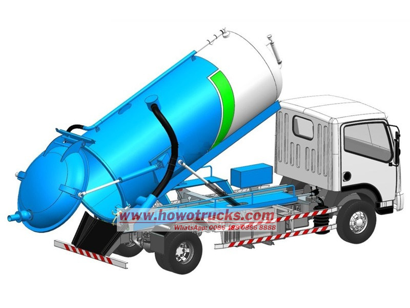 3D Technical drawing for sewage tank truck